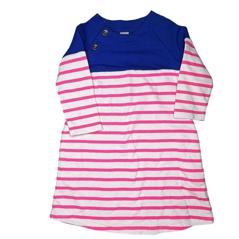 Gymboree Long Sleeve Dress Girls Size 7 Pink Blue White